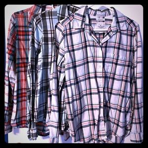 Flannel shirts X3!! Get them for fall!! 🖤🧡💙